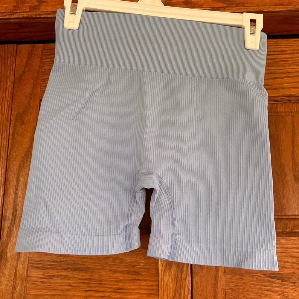 ASOS Sky Blue Ribbed Shorts - Picture 7 of 11
